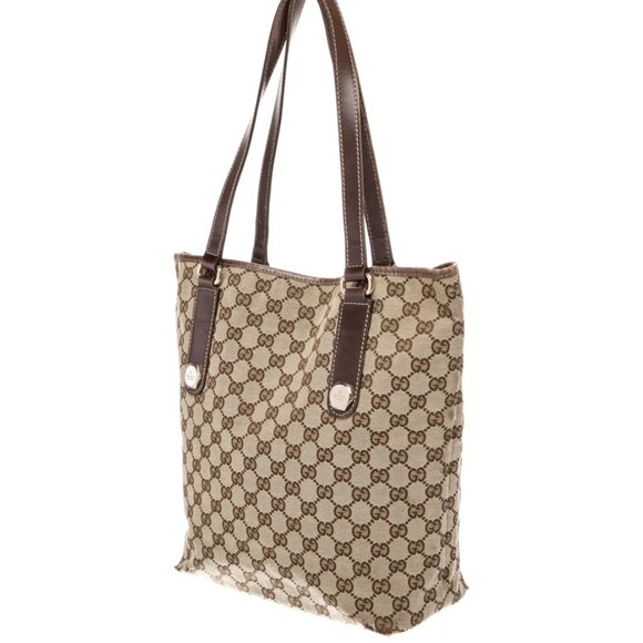 VINTAGE Gucci GG Canvas Charmy Tote Bag Beige - Picture 2 of 4